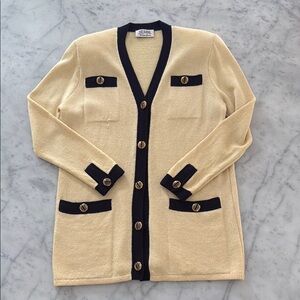 Vintage St. John Cardigan Sweater with V-neck and Textured Knit